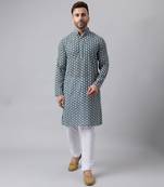 Green rayon embroidered kurta pyjama set