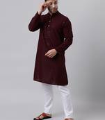 Maroon mirror  embroidered kurta  pyjama set