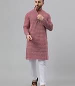 Maroon rayon viscose embroidered  kurta pyjama set