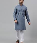 Grey rayon viscose embroidered  kurta pyjama set