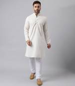 White rayon embroidered kurta pyjama set