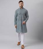 Green rayon embroidered kurta pyjama set