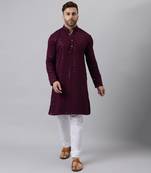 Maroon rayon embroidered kurta pyjama set