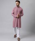 Pink rayon embroidered kurta pyjama set