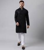 Black rayon embroidered kurta pyjama set