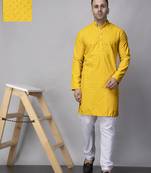 Yellow rayon viscose sequin embroidered yellow kurta