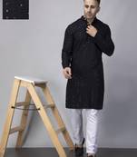 Black rayon viscose embroidered kurta pyjama set