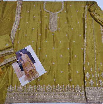 Yellow heavy embroidery semi stitched wedding palazzo suits 2