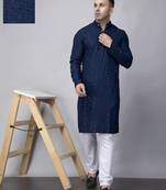 Navy blue rayon viscose sequin embroidered kurta set