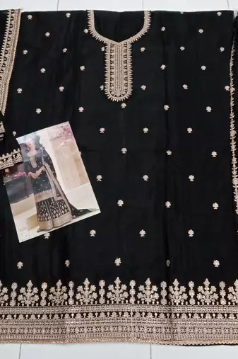 Black heavy embroidery semi stitched wedding palazzo suits