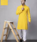 Yellow rayon viscose embroidered kurta pyjama set