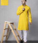 Yellow rayon viscose sequin embroidered yellow kurta