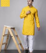 Yellow rayon viscose sequin embroidered yellow kurta