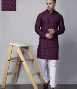 Purple rayon viscose sequin embroidered purplekurta