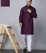Purple rayon viscose sequin embroidered purplekurta