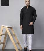 Black rayon viscose embroidered kurta pyjama set