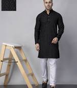 Black rayon viscose sequin embroidered  black kurta
