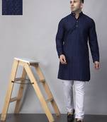 Navy rayon viscose embroidered kurta pyjama set