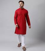 Cherry rayon embroidered kurta pyjama set