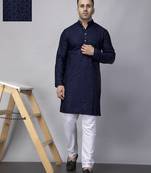 Navy blue rayon viscose sequin embroidered kurta set