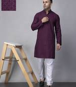 Purple rayon viscose embroidered kurta pyjama set