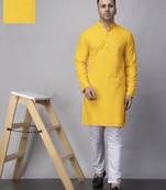 Yellow rayon viscose embroidered kurta pyjama set