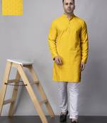 Yellow rayon viscose sequin embroidered yellow kurta