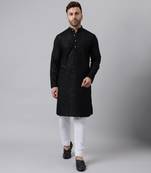 Black rayon embroidered kurta pyjama set
