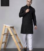 Black rayon viscose sequin embroidered  black kurta