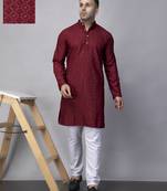 Maroon rayon viscose sequin embroidered maroon kurta