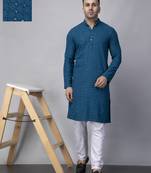 Green rayon viscose embroidered kurta pyjama set