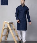 Navy blue rayon viscose sequin embroidered kurta set
