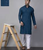 Green rayon viscose embroidered kurta pyjama set