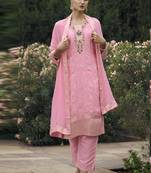 Baby pink viscose reyon embroidered salwar suit