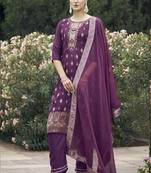 Wine viscose reyon embroidered salwar suit