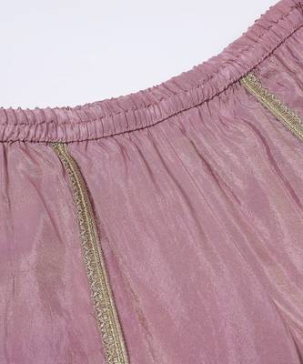 Pink aura mirror and resham hand embroidered tissue kurta sets of 3 3