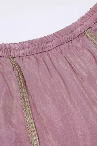 Pink aura mirror and resham hand embroidered tissue kurta sets of 3
