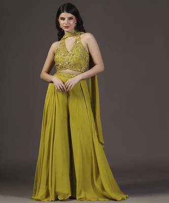 Mustard yellow Sharara set 1
