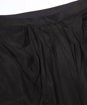 Metallic black and silver hand embroidered cropped jacket with georgette crop top and draped skirt sets of 3 3