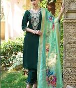 Green viscose reyon embroidered salwar suit