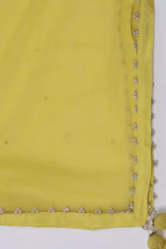 Yellow Genda-Phool Haldi Silk Embroidered Lehenga Sets Of 3