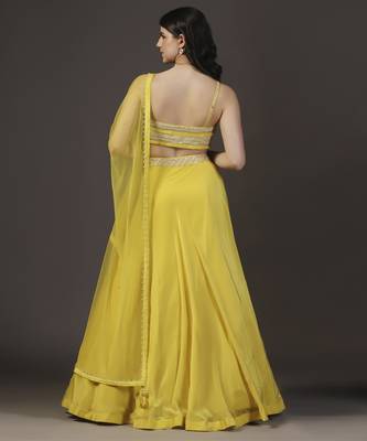 Yellow Genda-Phool Haldi Silk Embroidered Lehenga Sets Of 3 4