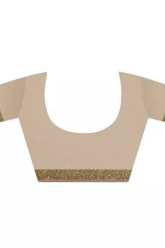 Nude and gold sequins hand embroidered georgette saree with unstitched blouse sets of 2