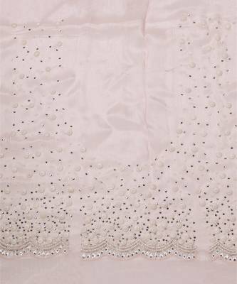 Pink embellished pearl hand embroidered chiffon saree with unstitched blouse sets of 2 3
