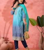 Sky blue chinon silk embroidered salwar suir