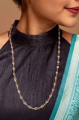 Art deco gold-tone glass necklace