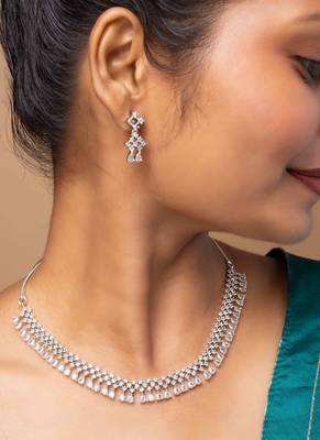 Shimmering silver american diamond set 5