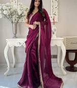 ready to wear wine designer saree