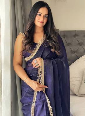 ready made navy blue designer saree 2