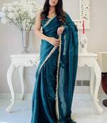 Turquoise designer ready to wear saree